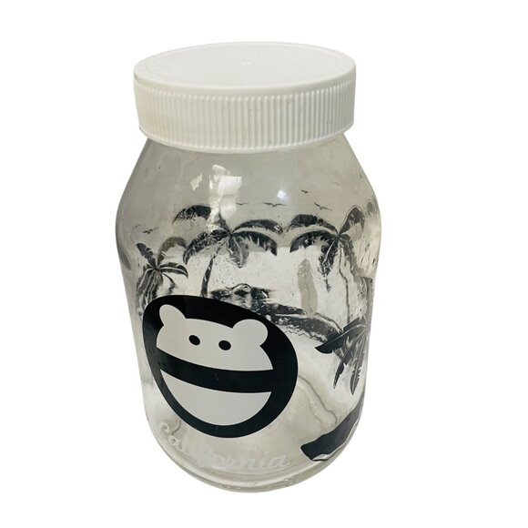 Vintage California Glass Jar With White Screw Lid & Palm Tree Design 7" - Picture 3 of 7